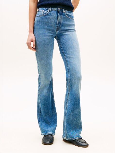 Blue Mid Rise Flared Leg Jeans  Women