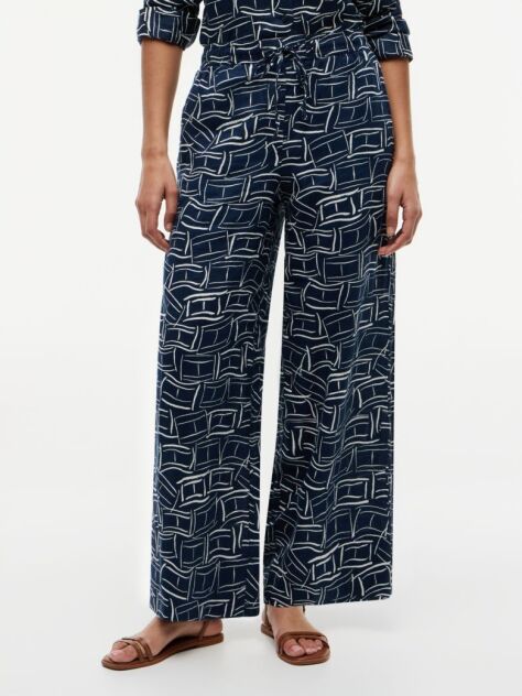 Multi Relaxed Wide Leg Pure Linen Trousers  Women