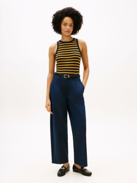 Blue Barrel Leg Mid Rise Chinos  Women
