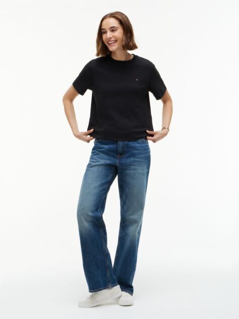 Black Interlock Knit Boxy T-Shirt  Women