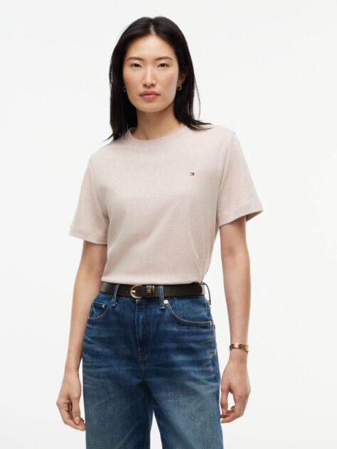 Μπεζ Boxy T-Shirt Με Πλέξη Interlock  Γυναίκες