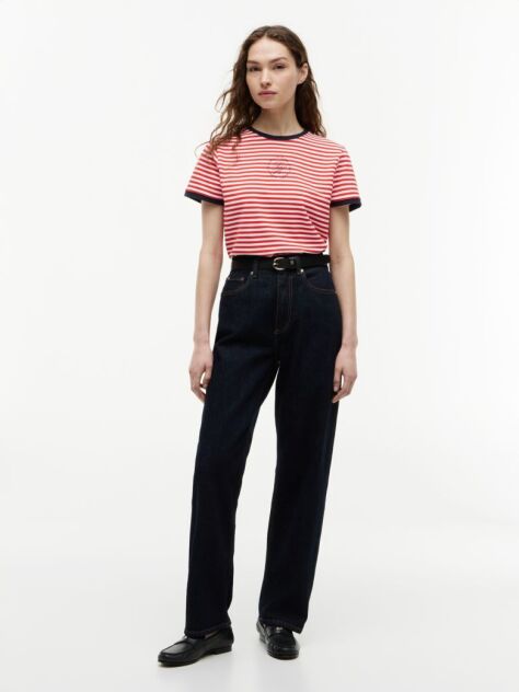 Multi Logo Embroidery Ringer T-Shirt  Women