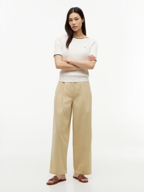 Beige Washed Barrel Leg Chinos  Women
