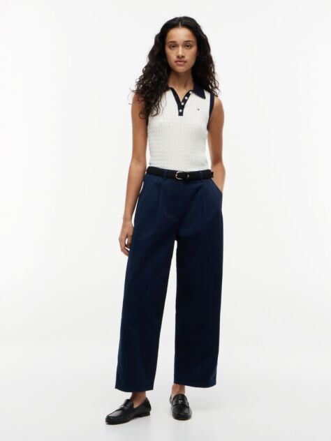Blue Washed Barrel Leg Chinos  Women