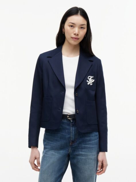 Blue Regular Fit Logo Appliqué Blazer  Women