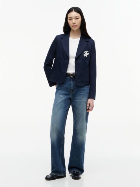 Blue Regular Fit Logo Appliqué Blazer  Women