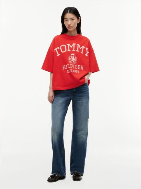 Κόκκινο T-Shirt Oversized Σε Άνετη Γραμμή  Γυναίκες