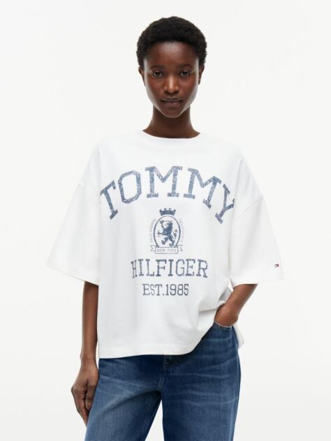 Άσπρο T-Shirt Oversized Σε Άνετη Γραμμή  Γυναίκες