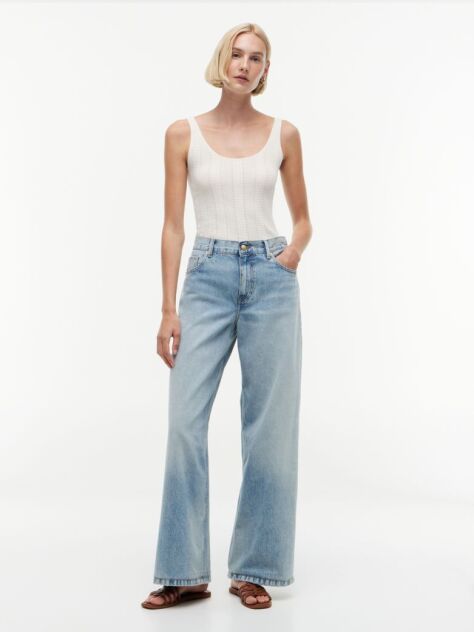 Blue 70s High Rise Wide Leg Jeans  Women