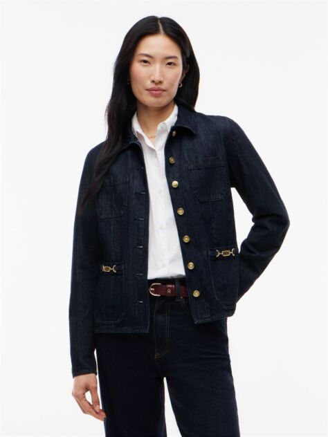 Μπλε Denim Τζάκετ Με Χρυσά Κουμπιά Σε Slim Γραμμή  Γυναίκες