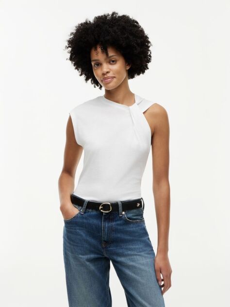 White Knot Textured Jersey Sleeveless Top  Women
