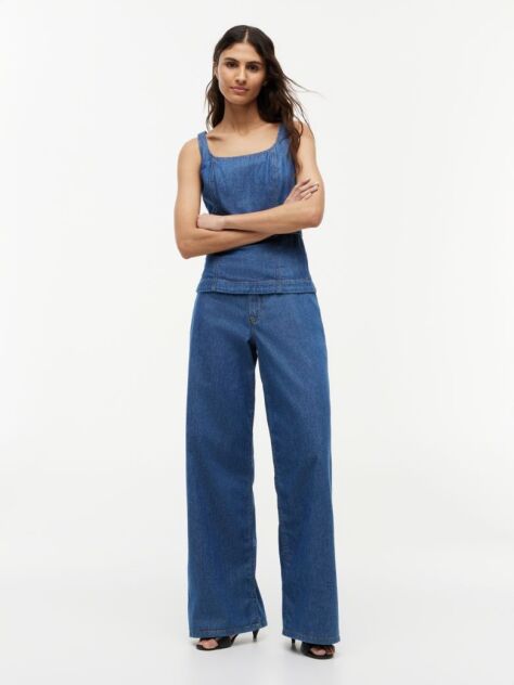 Blue 70s High Rise Wide Leg Jeans  Women