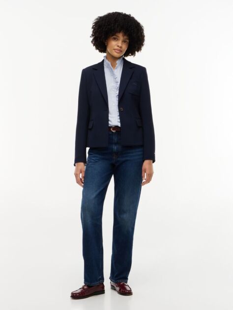 Μπλε Slim Blazer Με Μονή Σειρά Κουμπιών  Γυναίκες