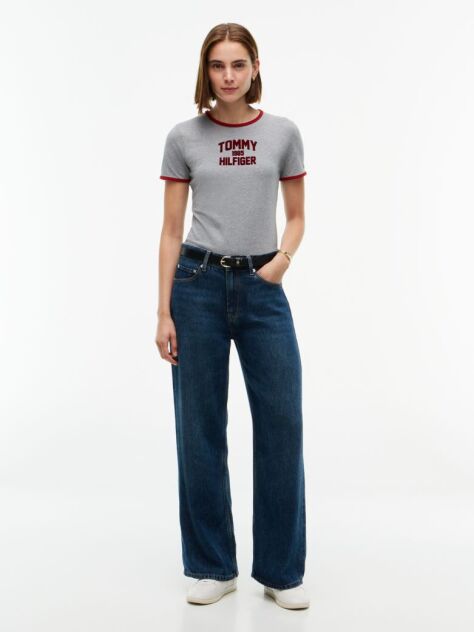 Γκρι Slim T-Shirt Με Varsity Λογότυπο  Γυναίκες