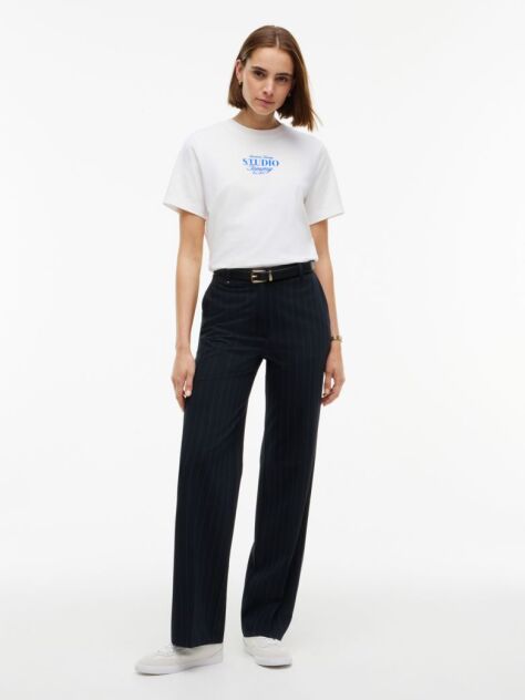 Μπεζ T-Shirt Με Κλασική Λαιμόκοψη Και Λογότυπο  Γυναίκες