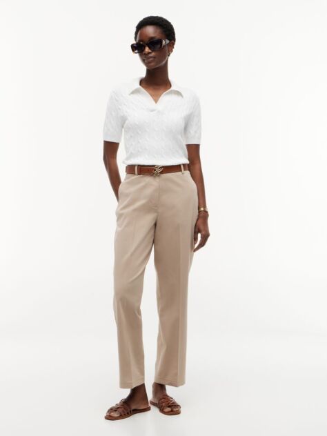 Beige Washed Slim Straight Chinos  Women
