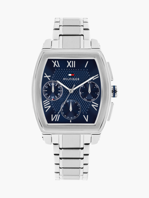 Blue Square Blue Dial Chain-Link Strap Watch  Men
