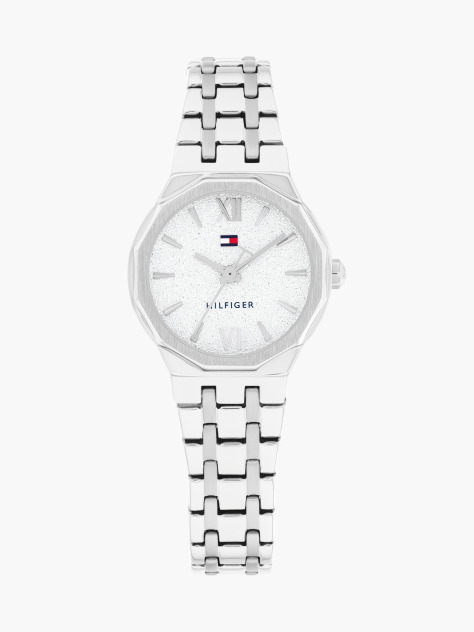 White Stainless Steel Frosted Dial Chain-Link Watch  Women