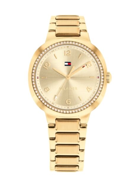 Gold Gold-Plated Stainless Steel Crystal-Embellished Bracelet Watch  Women