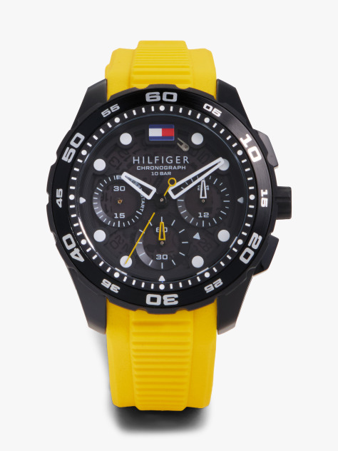 Black Yellow Silicone Strap Watch  Men