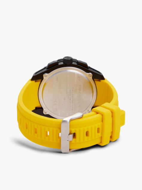 Black Yellow Silicone Strap Watch  Men