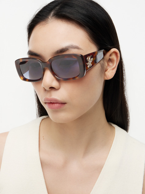 Brown Logo Plaque Rectangular Sunglasses  Women