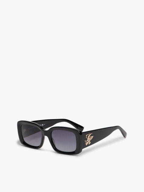 Black Logo Plaque Rectangular Sunglasses  Women