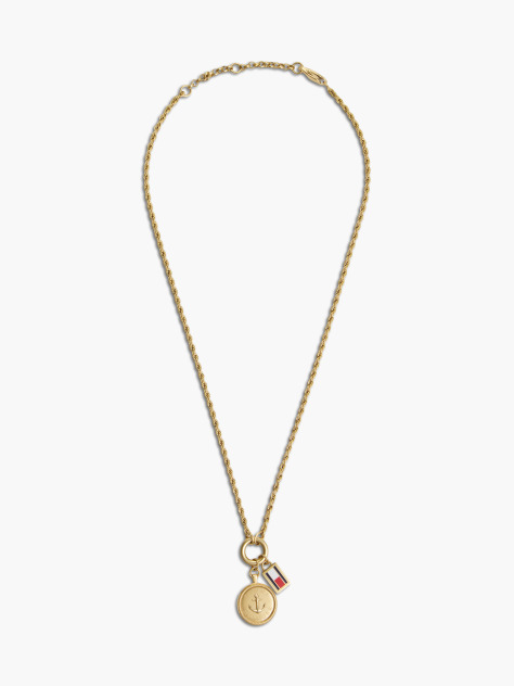 Gold Gold-Plated Rope Chain Nautical Charm Necklace  Women