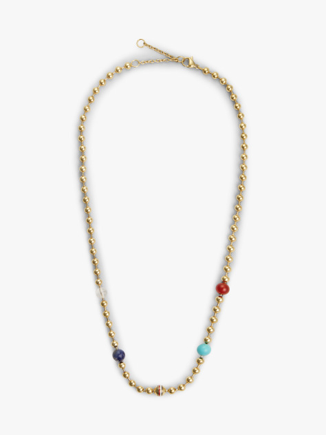 Gold Gold-Plated Semi-Precious Bead Necklace  Women