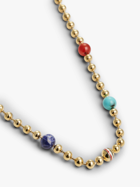 Gold Gold-Plated Semi-Precious Bead Necklace  Women