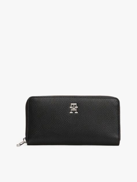 Black Th Emblem Large Zip-Around Wallet  Women