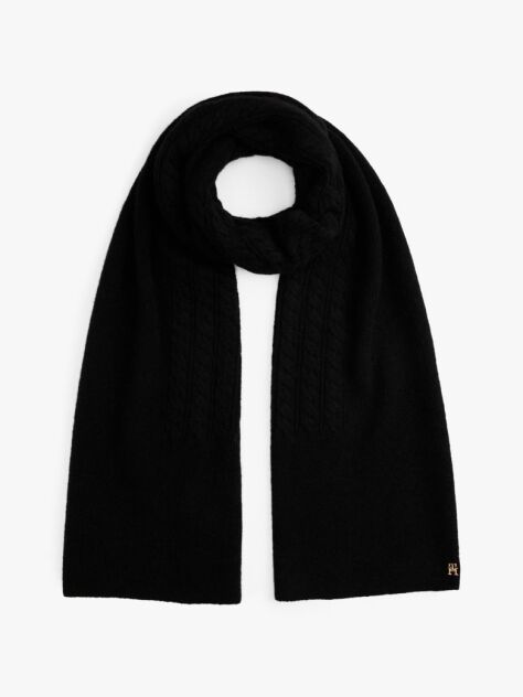 Μαύρο Chic Fluffy Κασκόλ Με Cable Πλέξη  Γυναίκες