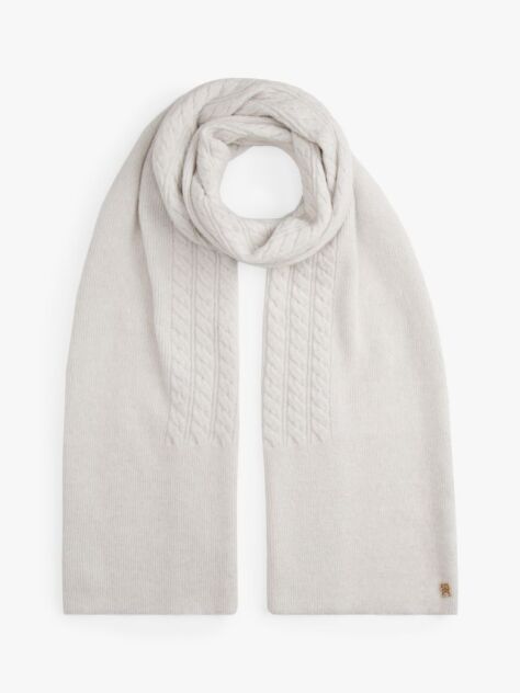 Γκρι Chic Fluffy Κασκόλ Με Cable Πλέξη  Γυναίκες