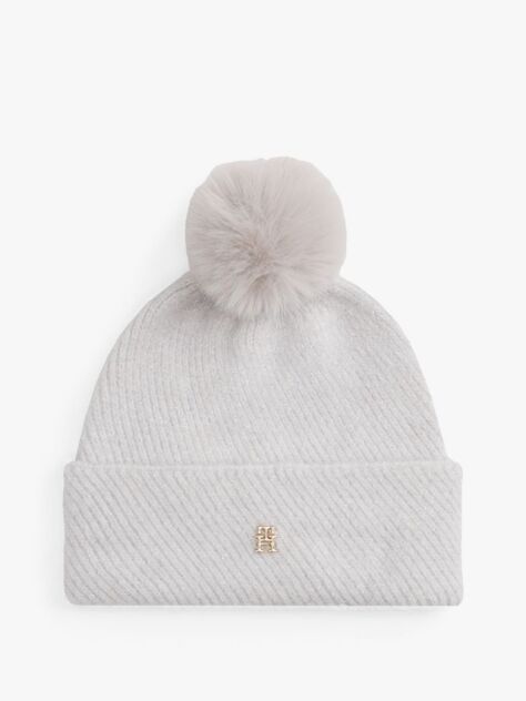Grey Chic Metallic Pom Pom Beanie  Women