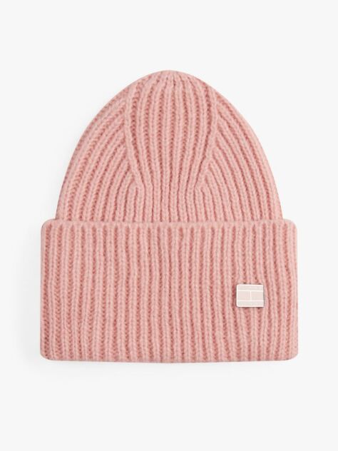 Pink Heritage Wool Blend Logo Plaque Beanie  Women
