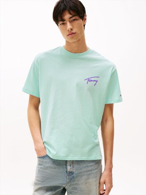 Πράσινο Άνετο T-Shirt Με Λογότυπο  Άνδρες
