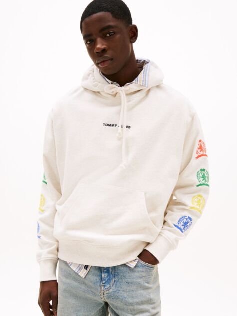 Άσπρο Άνετο Hoody Με Γραφικό Σχέδιο  Άνδρες