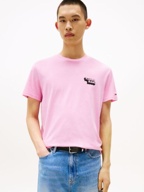 Pink Stack Logo Slim T-Shirt  Men
