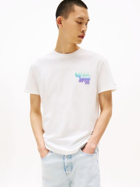 White Stack Logo Back Graphic T-Shirt  Men