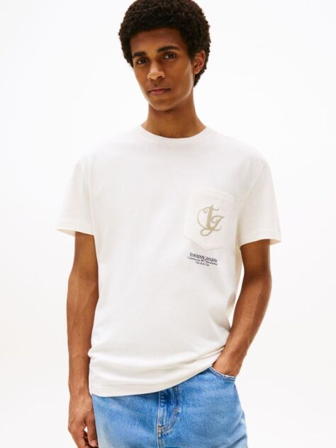 White Back Logo Patch Pocket T-Shirt  Men