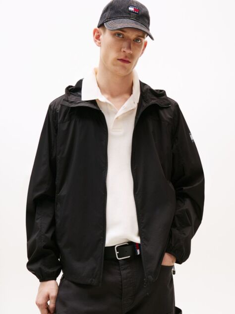 Black Water Resistant Slim Windbreaker  Men