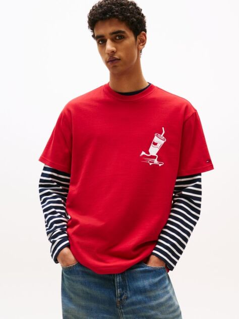 Red Back Logo Graphic Relaxed T-Shirt  Men