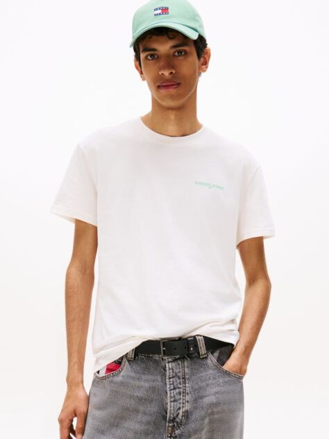 White Back Graphic Crew Neck T-Shirt  Men