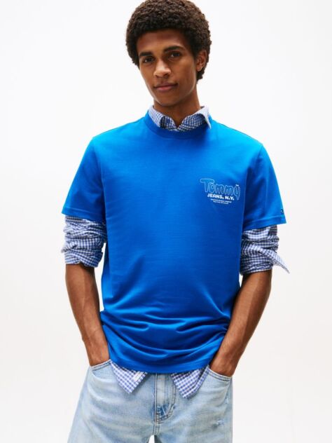 Blue Logo Slim Crew Neck T-Shirt  Men