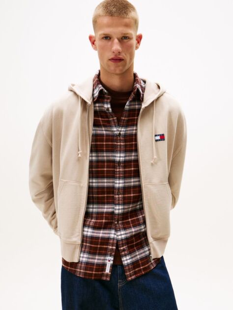 Beige 90S New Classics Back Embroidery Logo Hoodie  Men