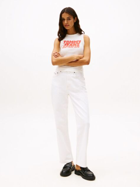 Denim Ψηλόμεσο Λευκό Τζιν Σε Slim Ίσια Γραμμή  Γυναίκες