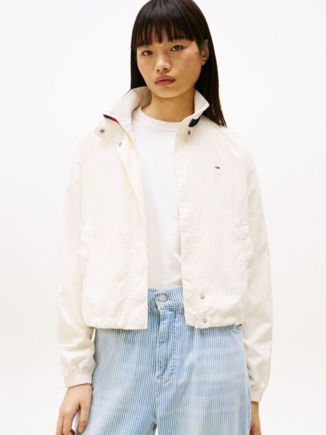 White Logo Collar Water Repellent Jacket  Women
