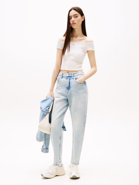 Denim Ψηλόμεσο Mom Τζιν Σε Tapered Γραμμή  Γυναίκες