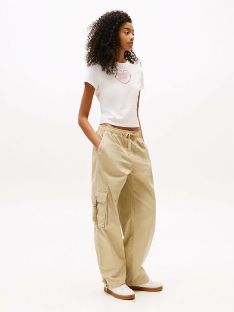 Khaki Loose Cargo Trousers  Women