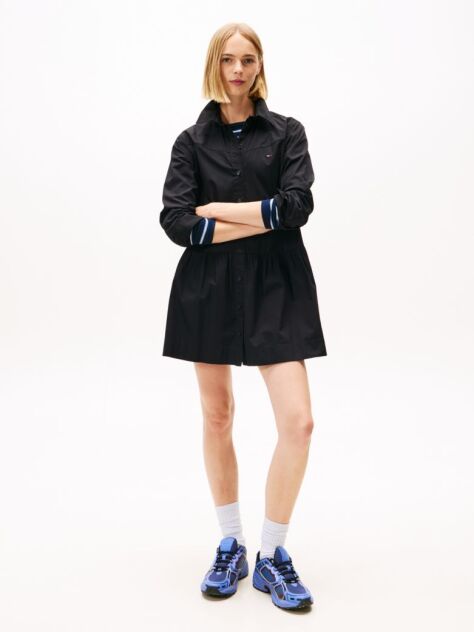 Black Poplin Mini Shirt Dress  Women